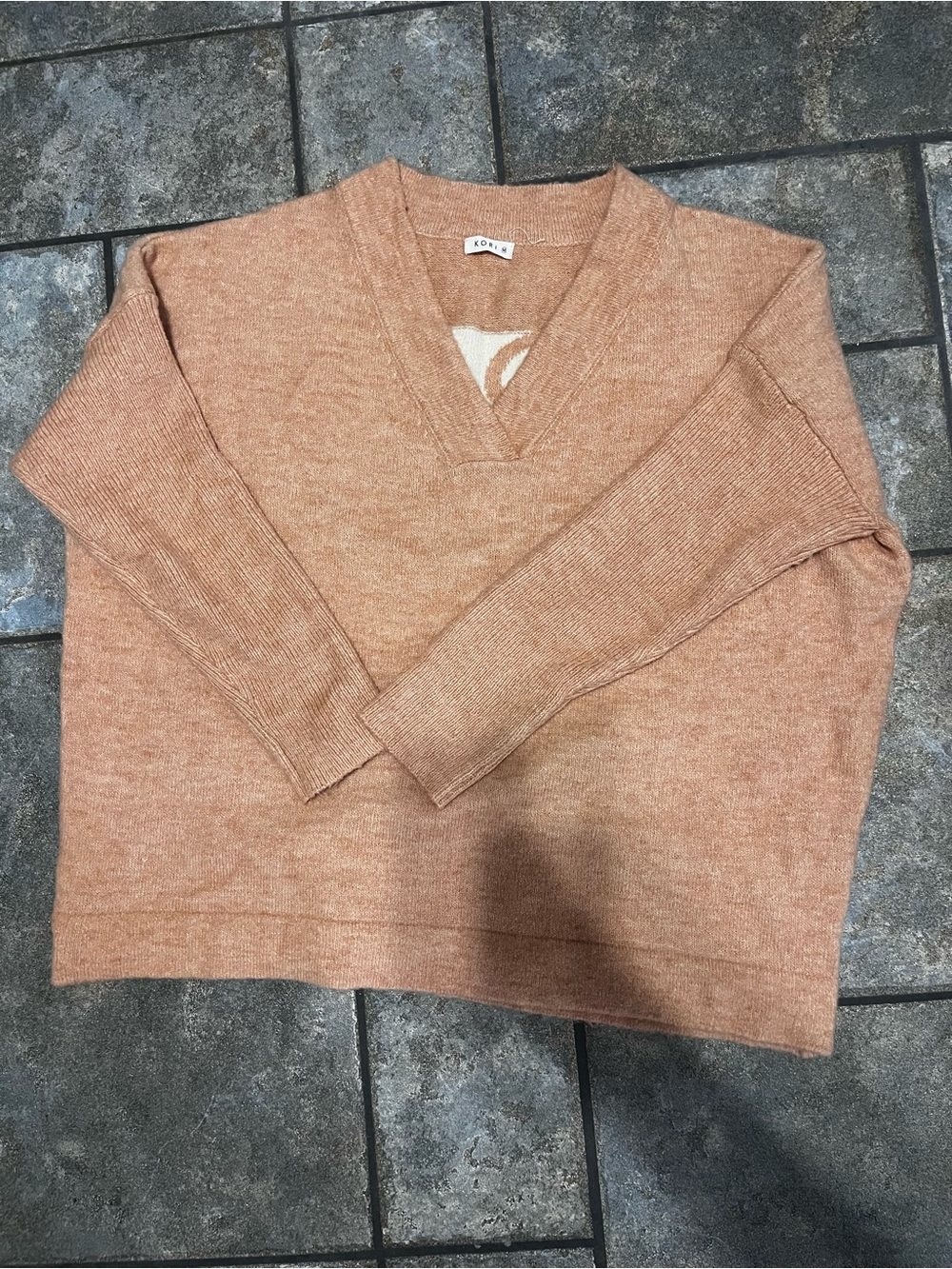 V-Neck woman’s Sweater in Peach Tan